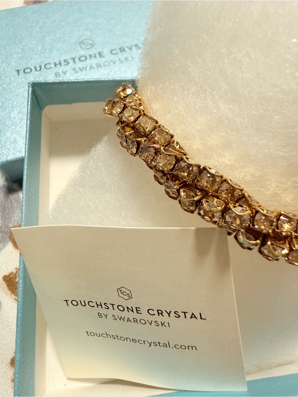 Touchstone Crystal by  Swarovski Twisted Golden Bracelet